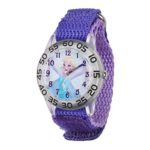 Disney Kids’ W001791 Elsa Time Teacher Watch with Purple Band