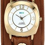 La Mer Collections Women’s LMODY1005 14k Gold-Plated Watch with Leather Wrap-Around Band