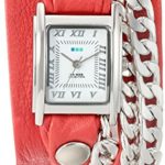 La Mer Collections Women’s ‘Silver Cuban Duo Chain’ Quartz and Leather Automatic Watch, Color:Two Tone (Model: LMCW2016368)