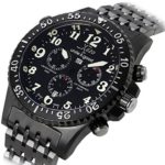 Xezo Air Commando Swiss-Quartz Pilots Dive Black and Gun-Metal Chronograph Watch D45-B, PRTL. GMT, 300 Meters WR