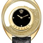 Versace Women’s ‘DESTINY SPIRIT Small’ Swiss Quartz Stainless Steel and Leather Casual Watch, Color:Black (Model: VAR040016)