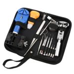 BLUELOTUS Professional 15 Piece Watch Repair Tool Kit Case Bonus A Hammer And Manual