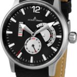 Jacques Lemans Men’s 1-1741G Porto Sport Analog Black Leather Strap Watch