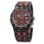 GBlife Bewell ZS – W109A Men Wooden Quartz Watch Round Dial Analog Handmade Wood Wristwatch