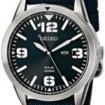 Seiko Men’s SNE329 Sport Solar-Powered Stainless Steel Watch with Blue Nylon Band