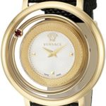 Versace Women’s VQV010015 Venus Gold Ion-Plated Stainless Steel Watch With Black Leather Band