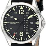 Stuhrling Original Men’s 699.01 Aviator Quartz Day and Date Watch With Black Leather Strap