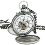 Charles-Hubert, Paris 3868-S Classic Collection Antiqued Finish Double Hunter Case Mechanical Pocket Watch