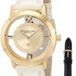 Stuhrling Original Women’s 388L2.SET.02 Winchester Tiara Analog Swiss Quartz Champagne Leather Watch with Interchangeable Black Band