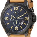 Adee Kaye Men’s Quartz Stainless Steel and Leather Dress Watch, Color:Yellow (Model: AK8896-MIP-TAN)