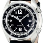 Hamilton Men’s H76455733 Khaki Aviation Stainless Steel Watch with Black Leather Band