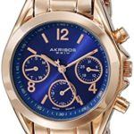 Akribos XXIV Women’s AK809RGBU Multifunction Swiss Quartz Movement Watch with Royal Blue Dial and Rose Gold Bracelet