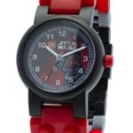 LEGO Star Wars Darth Maul Kids Buildable Watch with Link Bracelet and Minifigure | black/red | plastic | 28mm case diameter| analog quartz | boy girl | official