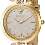 Versace Women’s ‘Crystal Gleam’ Swiss Quartz Stainless Steel and Leather Casual Watch, Color:Grey (Model: VAN050016)