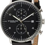 Stuhrling Original Men’s ‘Monaco’ Quartz Chronograph Date Stainless Steel and Leather Dress Watch, 803.01,Black