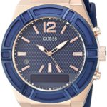 GUESS Men’s CONNECT Smartwatch with Amazon Alexa and Silicone Strap Buckle – iOS and Android Compatible –  Blue