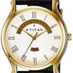 Titan Men’s 1482YL01 Contemporary Black Leather Strap Watch