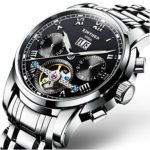 Swiss Men’s Stainless Steel Black Tourbillon Automatic Mechanical Watch