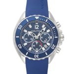 Nautica Men’s ‘NEWPORT’ Quartz Stainless Steel and Silicone Casual Watch, Color:Blue (Model: NAPNWP001)