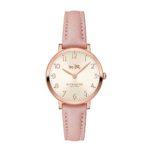 Coach Womens 14502565 Ultra Slim Pink Leather Strap Watch