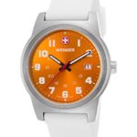 Wenger 01-0441-115 Men’s Field Color White Silicone Orange Dial Stainless Steel Watch