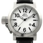 gino franco Men’s 9617WT Westside Round Stainless Steel Genuine Leather Strap Watch