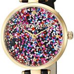 kate spade new york Black Leather Strap Glitter Dial Watch