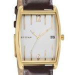 Titan Men’s ‘Classique’ Quartz Stainless Steel and Leather Casual Watch, Color:Brown (Model: 1677YL01)