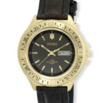 Pedre Men’s Gold Tone Day/Date Watch with Free Extra Leather Strap Included # 0439GX-FS