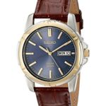 Seiko Men’s SNE102 Stainless Steel Solar Watch with Brown Leather Strap