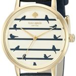 kate spade new york Goldtone Metro Birds On A Wire Navy Leather Watch