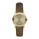 Burberry Leather Strap Gold-Tone Dial Ladies Watch BU9153