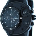 Adee Kaye #AK8000-MIPB Men’s Black IP Carbon Fiber Top Spring Pusher Chronograph Watch