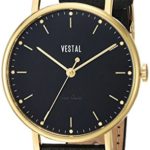 Vestal ‘The Sophisticate’ Quartz Stainless Steel and Leather Dress Watch, Color: Black (Model: SPH3L05)