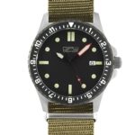 German Military Titanium Automatic Watch. GPW Date. 200M W/R. Sapphire Crystal. Olive Nylon Strap.