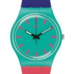 Swatch Shunbukin Teal Dial Plastic Silicone Quartz Ladies Watch GG215