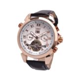 Gute Elegant Mens Automatic Mechanical Watch 5 Hands Date Tourbillon Wrist Watch Rose Gold Watchcase