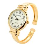 New Gold Geneva Metal Band Slim Case Women’s Bangle Cuff Watch