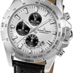 Jacques Lemans Men’s Sport Liverpool 44mm Black Leather Band Steel Case Quartz Analog Watch 1-1826B