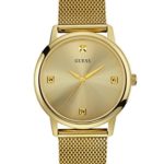 GUESS Men’s U0280G3 Dressy Gold-Tone Watch with Plain Gold Dial  and Mesh Deployment Buckle