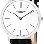 Stuhrling Men’s 601.33152 Ascot Ultra Thin Black Alligator-Embossed Leather Band Watch