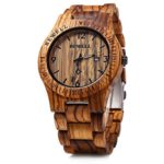 Bewell W086B Mens Wooden Watch Analog Quartz Lightweight Handmade Wood Wrist Watch