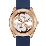 GUESS Women’s Quartz Stainless Steel and Silicone Casual Watch, Color:Blue (Model: U0911L6)