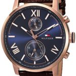 Tommy Hilfiger Men’s ‘ALDEN’ Quartz Stainless Steel and Leather Casual Watch, Color:Brown (Model: 1791308)