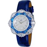 Adee Kaye Women’s Lantern 34.36mm Blue Leather Band Brass Case Quartz White Dial Analog Watch AK6692-LBU