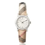 Burberry Silver Dial Check Fabric Strap Ladies Watch BU9222