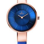 Obaku Women’s Quartz Stainless Steel and Leather Dress Watch, Color:Blue (Model: V149LXVLRA)