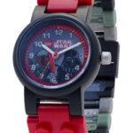 LEGO Star Wars Boba Fett and Darth Vader Kids Buildable Watch with Link Bracelet and Minifigures | black/red | plastic | 28mm case diameter| analog quartz | boy girl | official
