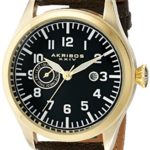 Akribos XXIV Men’s AK785YG Swiss Quartz Movement Watch with Black Dial and Brown Leather Strap