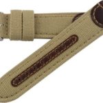 Hadley Roma MS868 20mm Khaki Genuine Leather & Canvas Stitched Men’s Watch Band